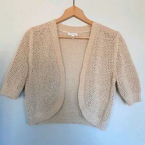 Croft & Barrow Cream Short Sleeve Shrug Sweater